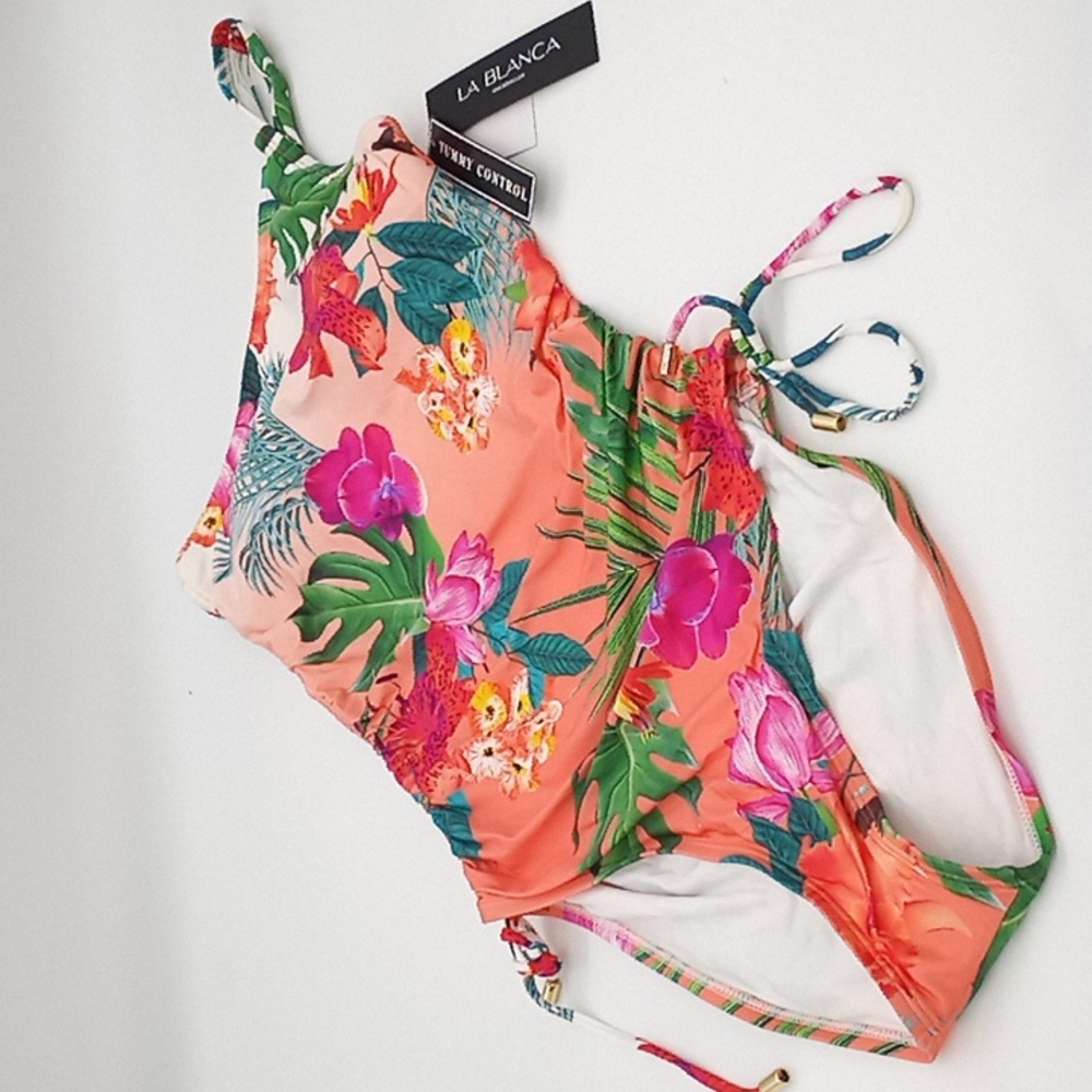 La Blanca Birds of Paradise One-Shoulder One-Piece Swimsuit Multicolor 8